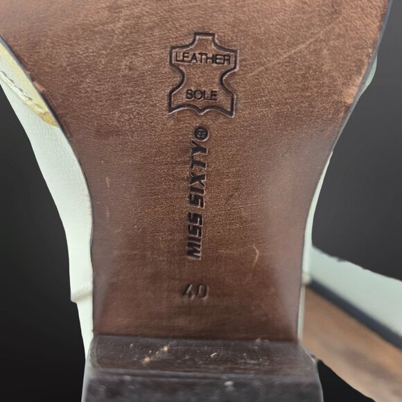 Y2K Miss Sixty Western Ankle Boots Size 40 US 9 Off White Leather Indie Sleaze - Picture 15 of 16